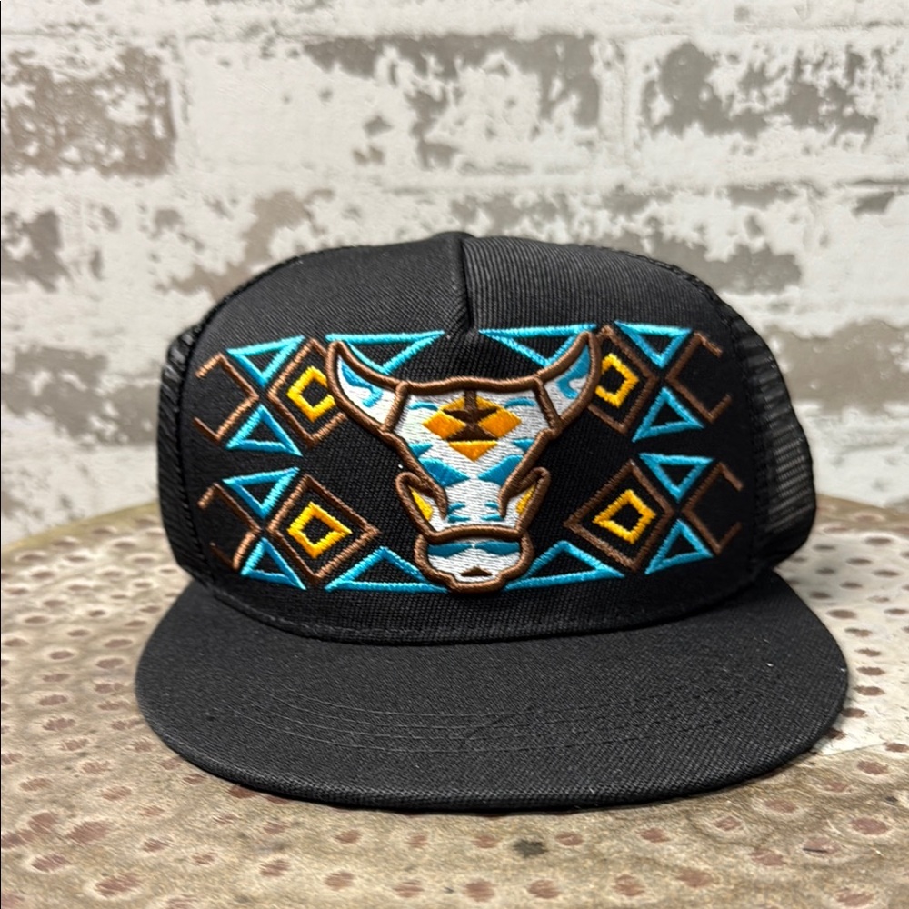 Black and Blue Geometric Snapback Hat